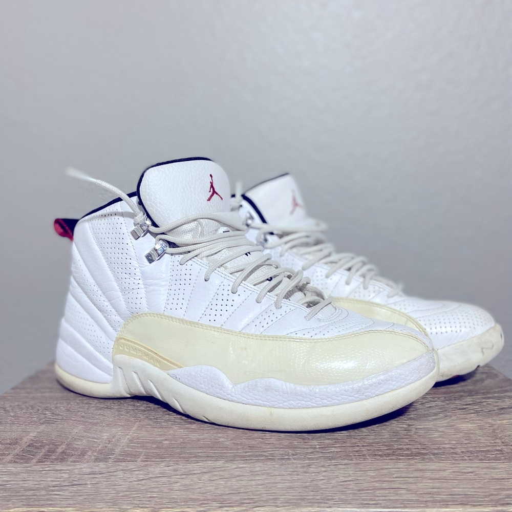 Jordan XII (12) 2009 Retro – “Rising Sun” – White – Varsity Red – Black, 9.5